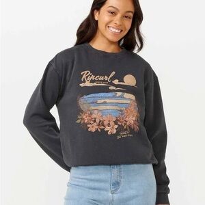Rip Curl Women's Charcoal Graphic Crew Neck Sweater